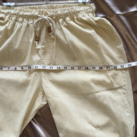 New Men’s Sir7 Beige Linen Cotton Pull On Drawstring Pants Wide Straight Leg LRG - Picture 6 of 13